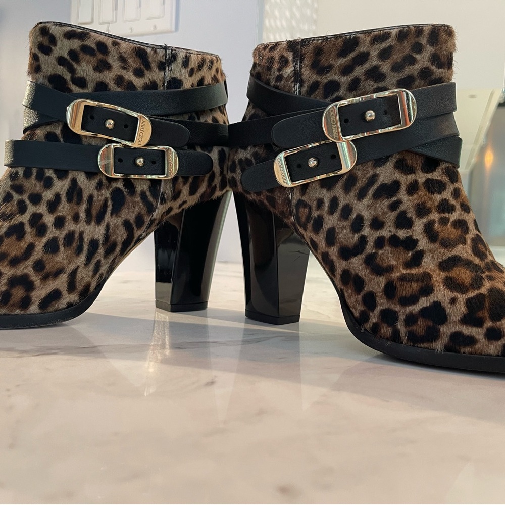 JIMMY CHOO Boots Ponyhair Animal Print Womens Size 40 /Us7.5-8 - Picture 4 of 10